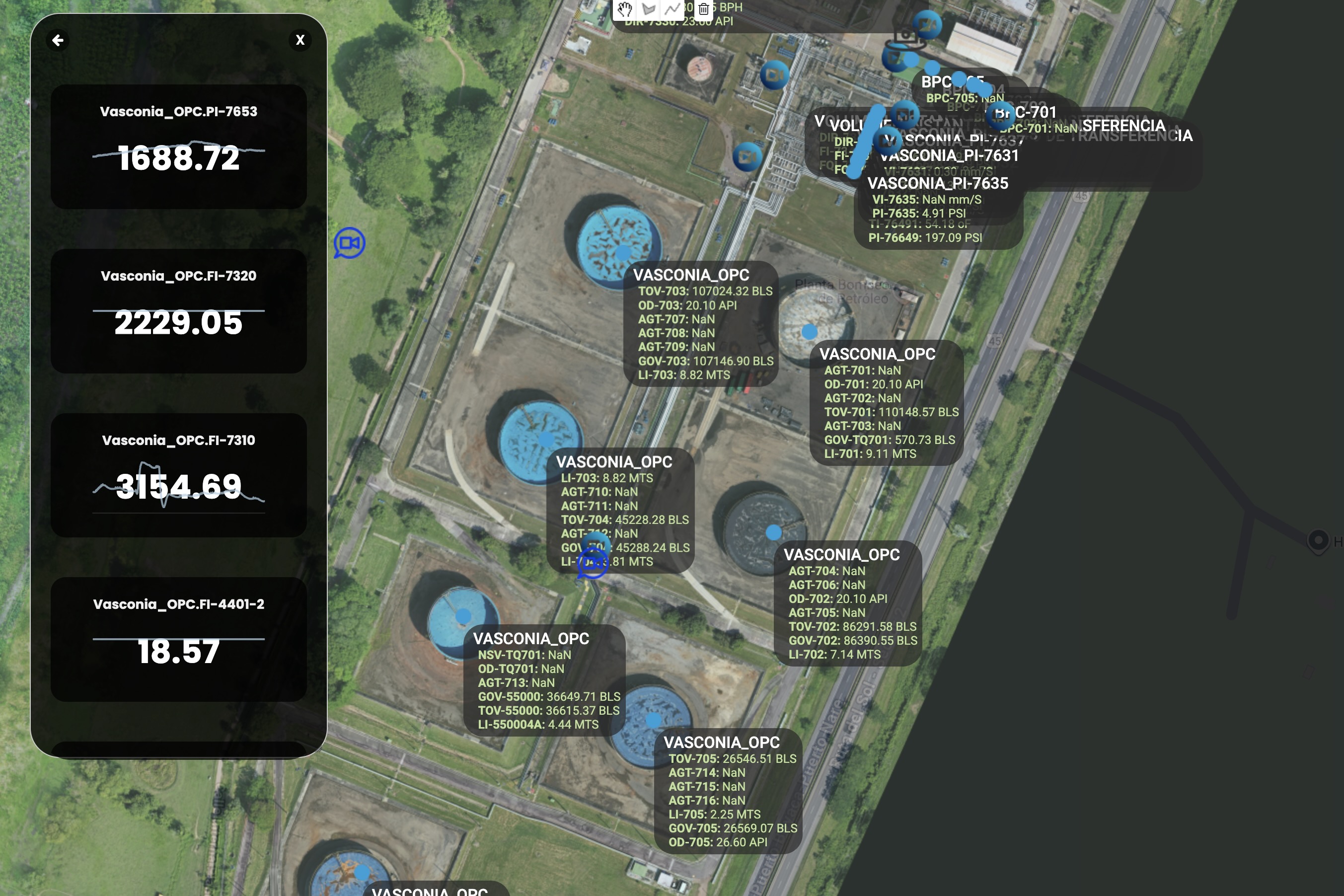 GIS view of pipelines in operation